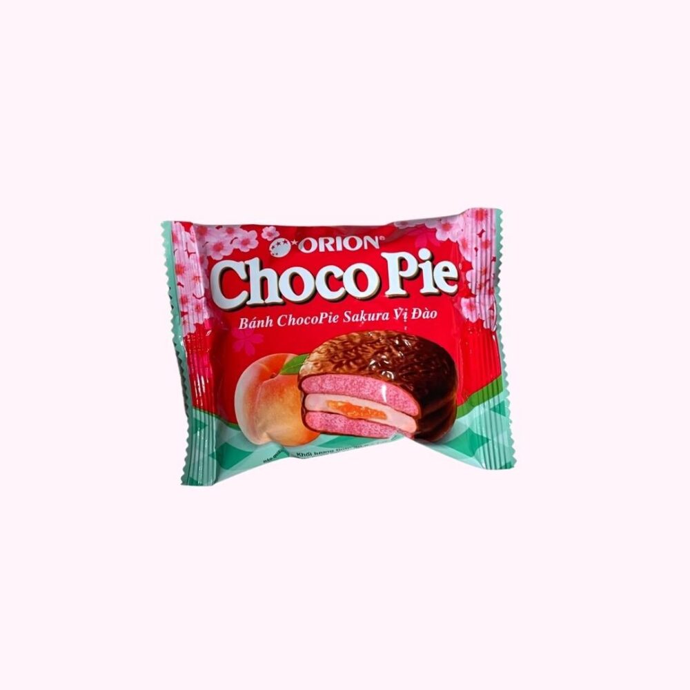 Orion Choco Pie barackos és cseresznyevirág ízű