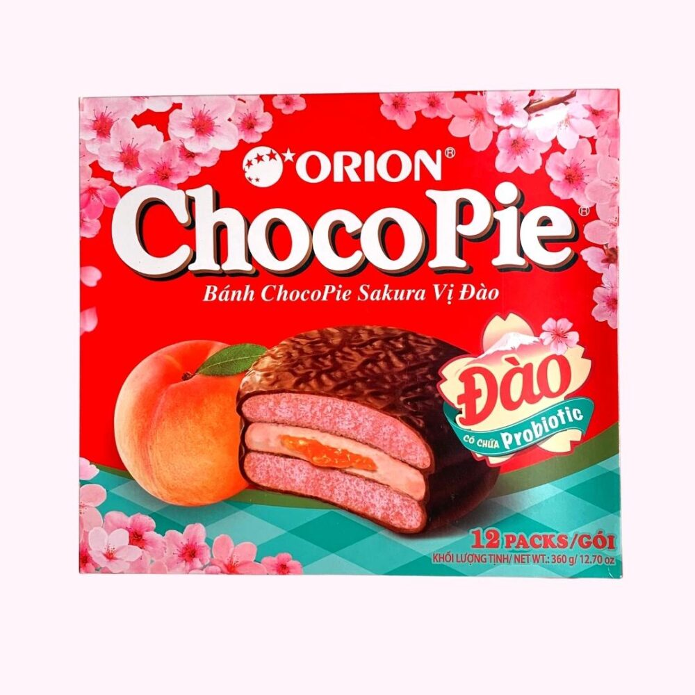 Orion Choco Pie barackos és cseresznyevirág ízű